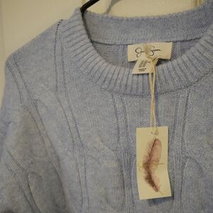 Jessica Simpson Blue Ribbed Crew Neck Sweater
